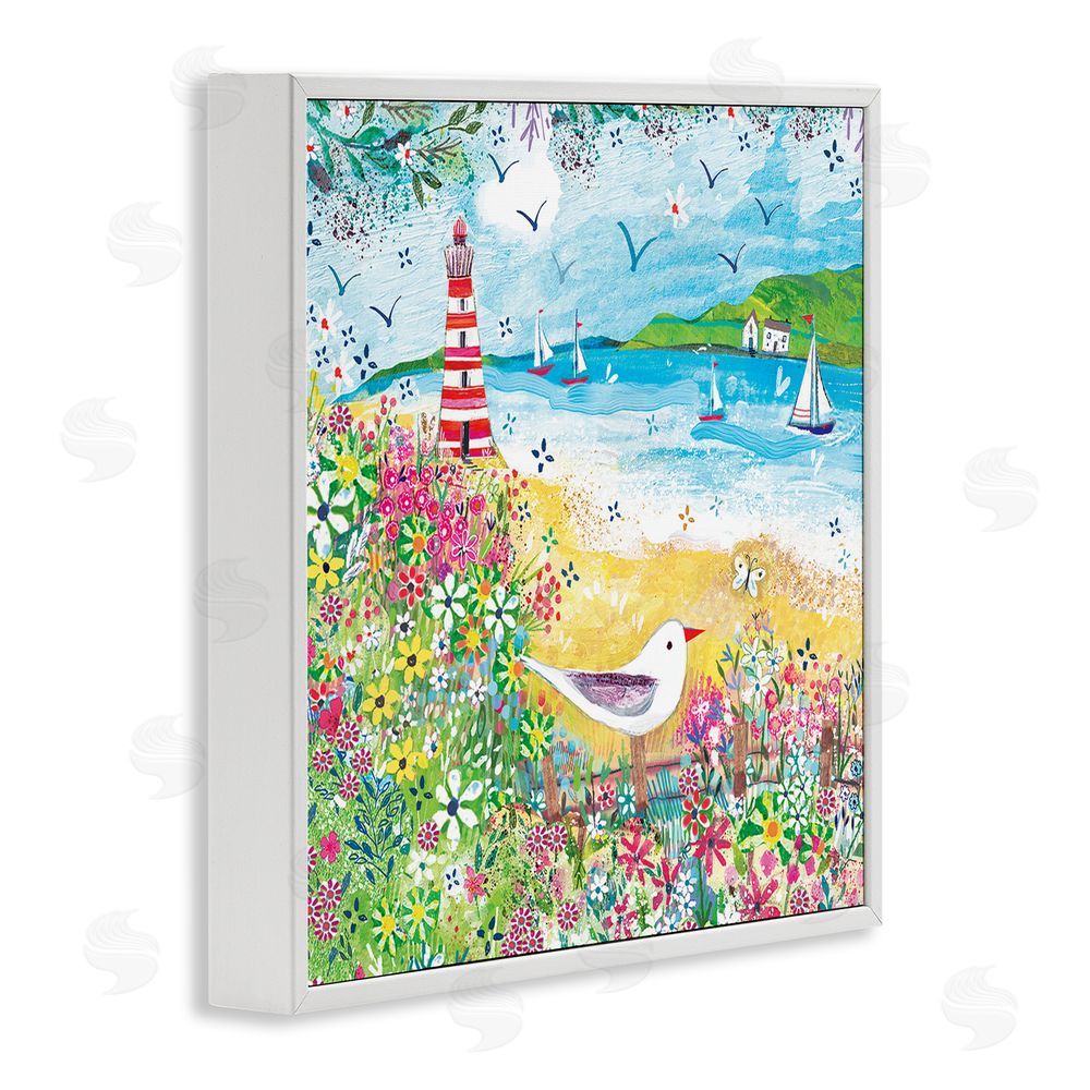 Clare Tupper Summer Whimsy Seaside White Framed Giclee Wall Art Print