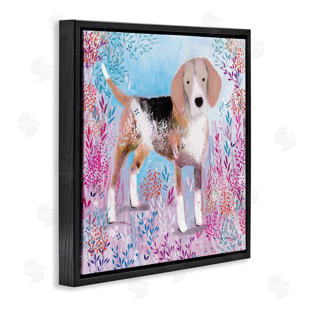 Clare Tupper Hound Dog Soft & Whimsical Black Floating Frame Canvas Wall Art Print