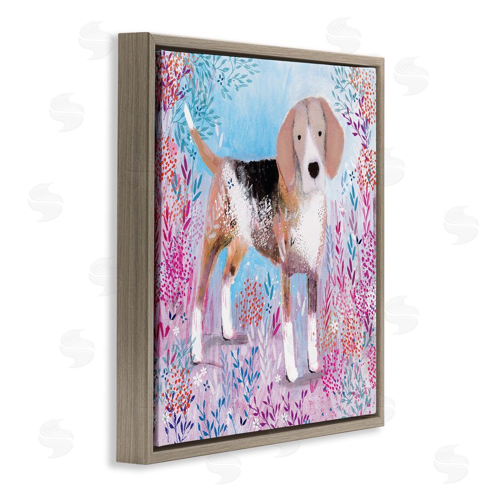 Clare Tupper Hound Dog Soft & Whimsical Brown Floating Frame Canvas Wall Art Print