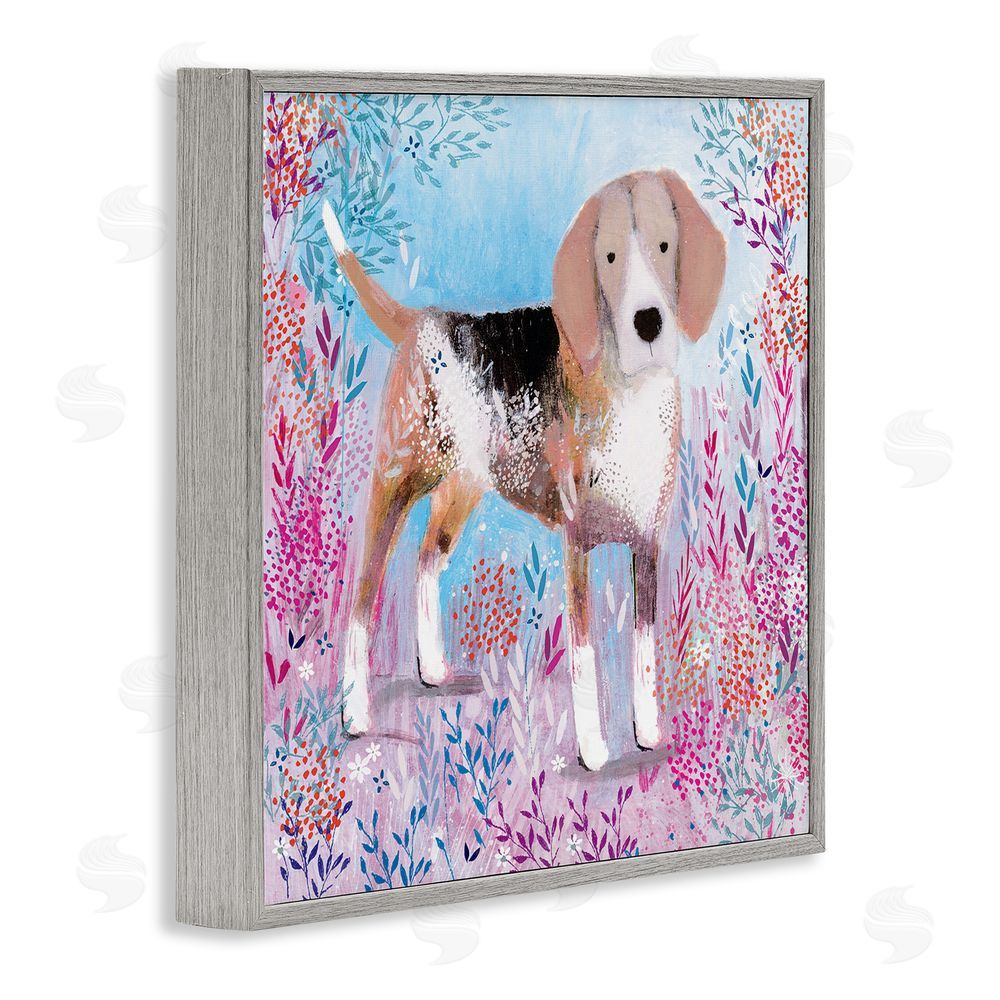 Clare Tupper Hound Dog Soft & Whimsical Gray Framed Giclee Wall Art Print