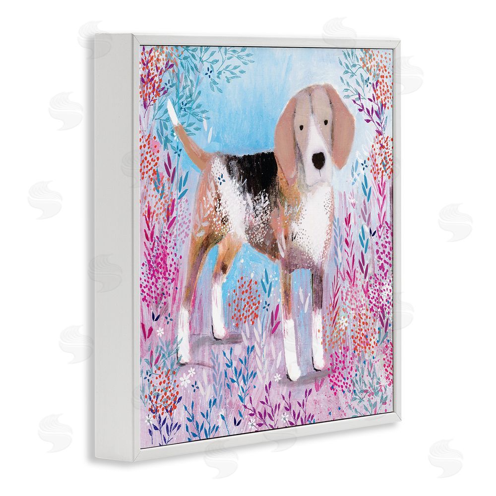 Clare Tupper Hound Dog Soft & Whimsical White Framed Giclee Wall Art Print