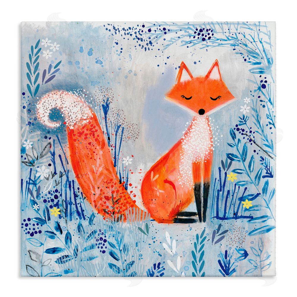 Clare Tupper Whimsical Fox Nature Collage Canvas Wall Art Print