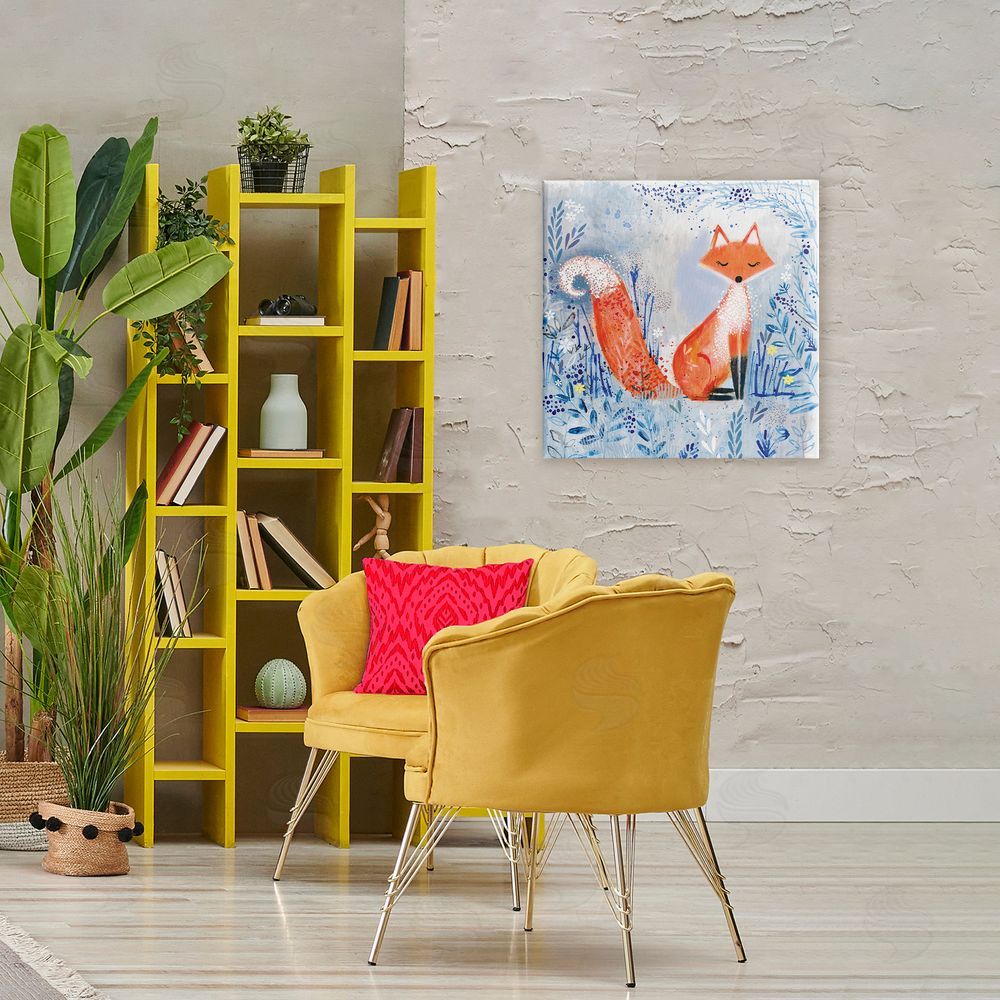 Clare Tupper Whimsical Fox Nature Collage Canvas Art on Wall