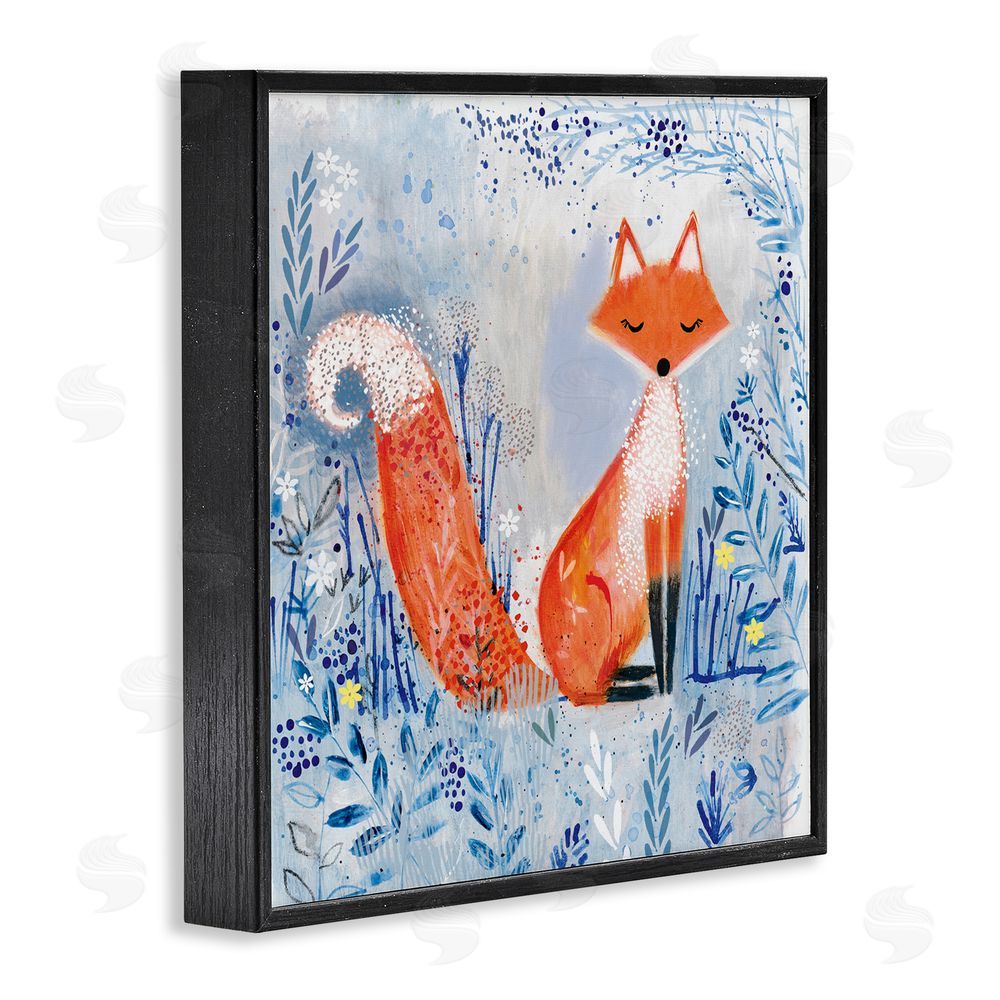 Clare Tupper Whimsical Fox Nature Collage Black Framed Giclee Wall Art Print