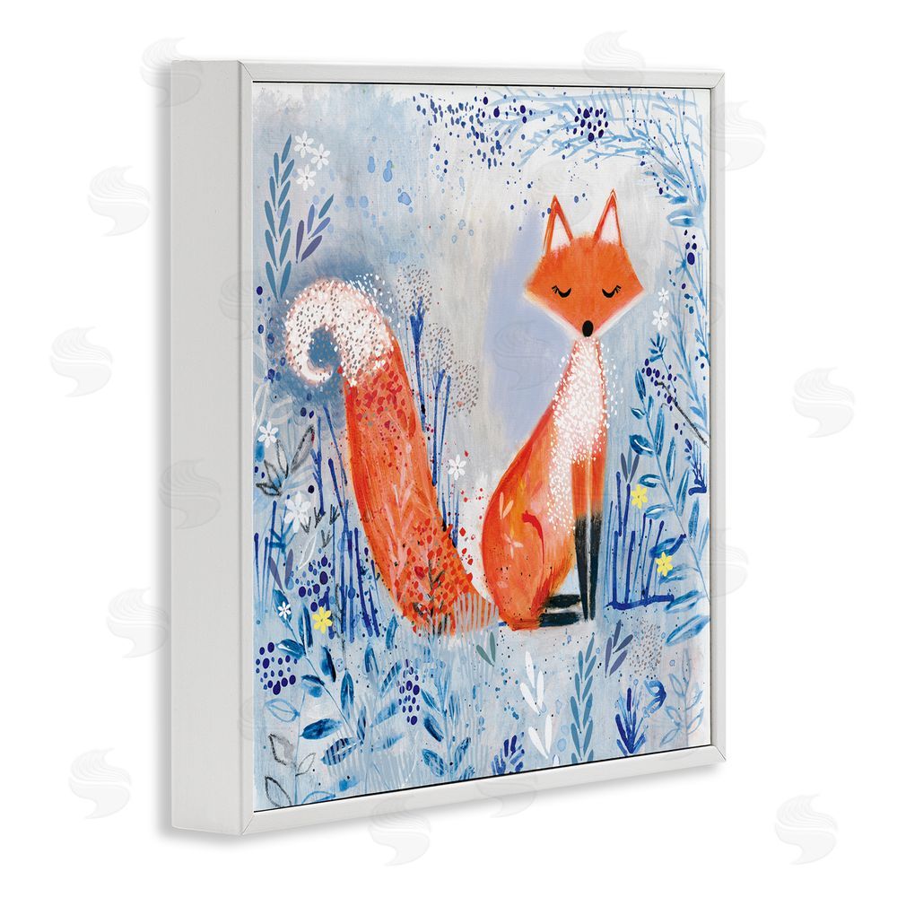 Clare Tupper Whimsical Fox Nature Collage White Framed Giclee Wall Art Print