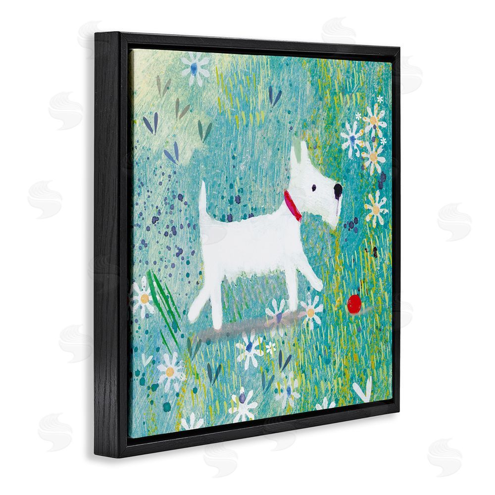 Clare Tupper Little White Scottie Dog Black Floating Frame Canvas Wall Art Print