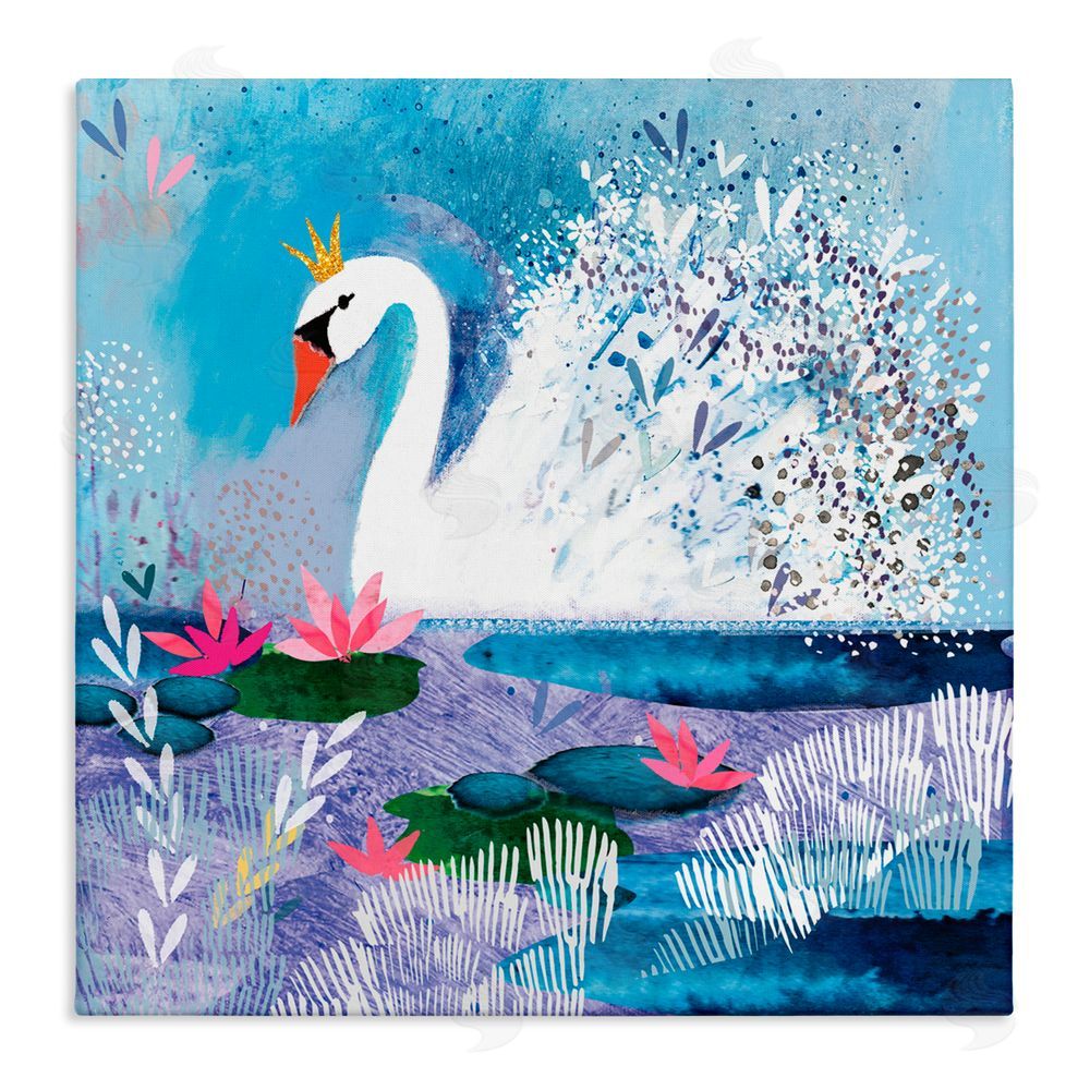 Clare Tupper Tranquil Crowned Swan Canvas Wall Art Print