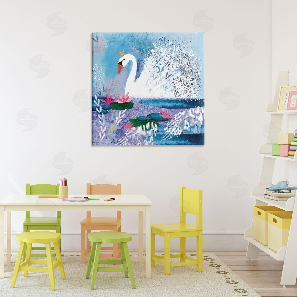 Clare Tupper Tranquil Crowned Swan Canvas Art on Wall