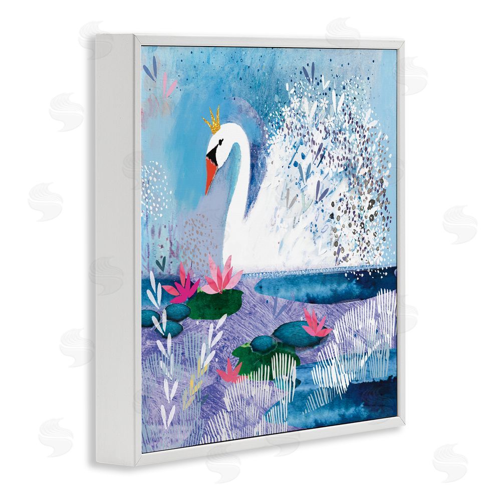 Clare Tupper Tranquil Crowned Swan White Framed Giclee Wall Art Print