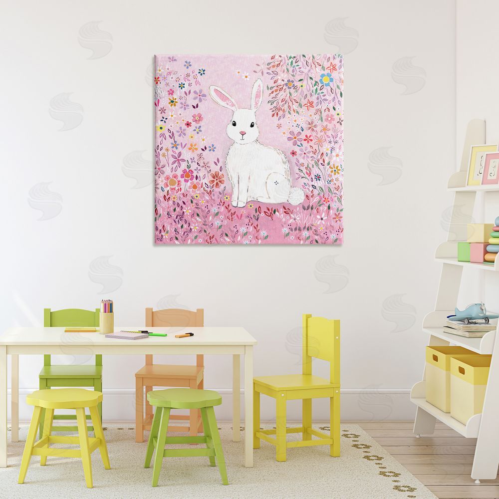 Clare Tupper Playful Flopsy Floral Rabbit Canvas Art on Wall