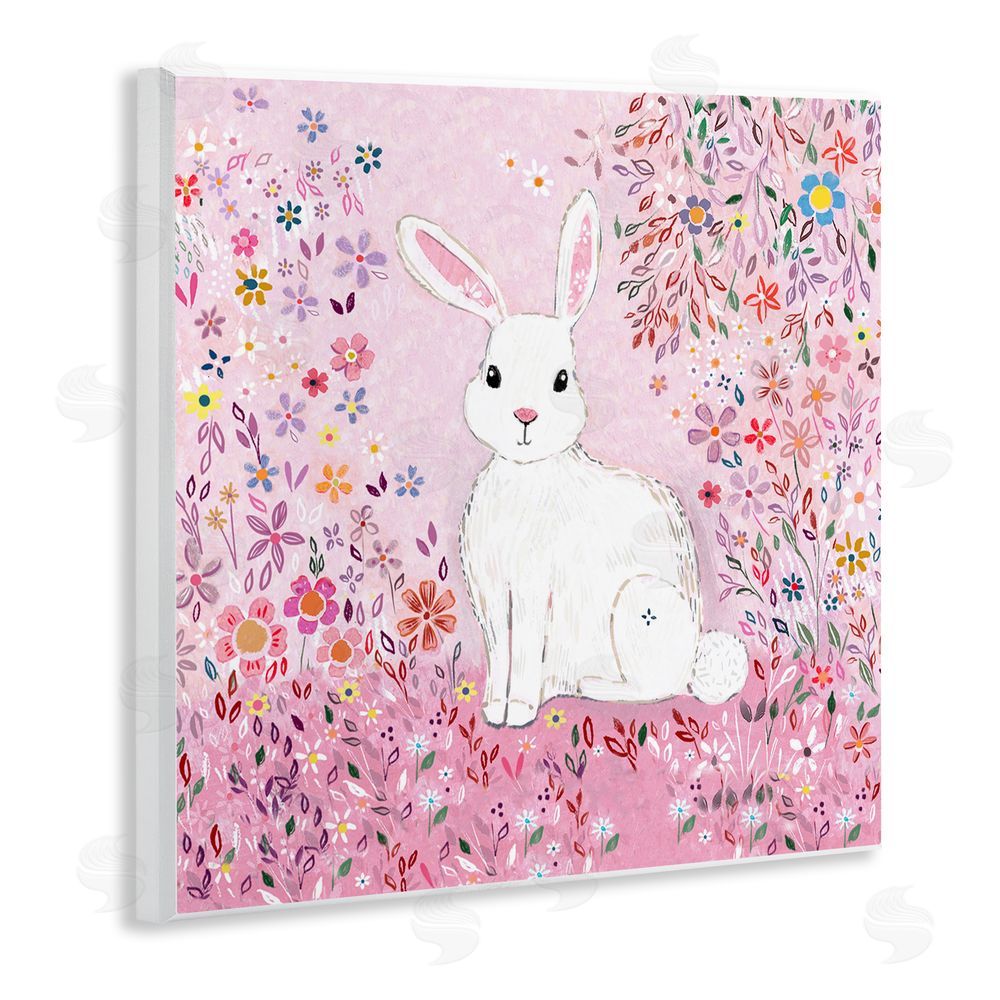 Clare Tupper Playful Flopsy Floral Rabbit Wall Plaque Art Print