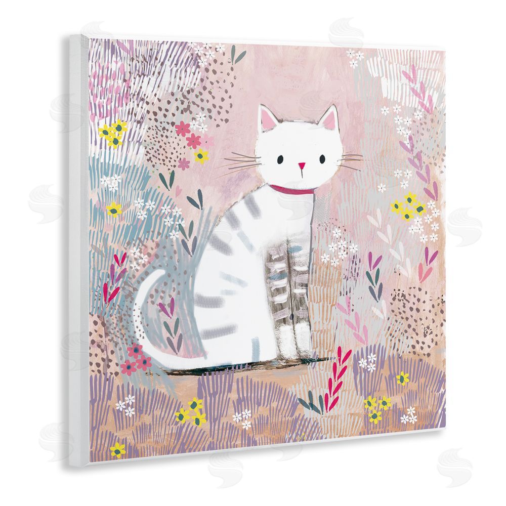 Clare Tupper White Kitten with Stripes Sitting Wall Plaque Art Print