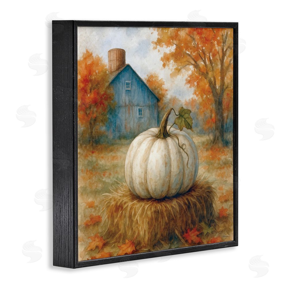 Antony Smith Harvest Pumpkin on Hay Bale Black Framed Giclee Art Print