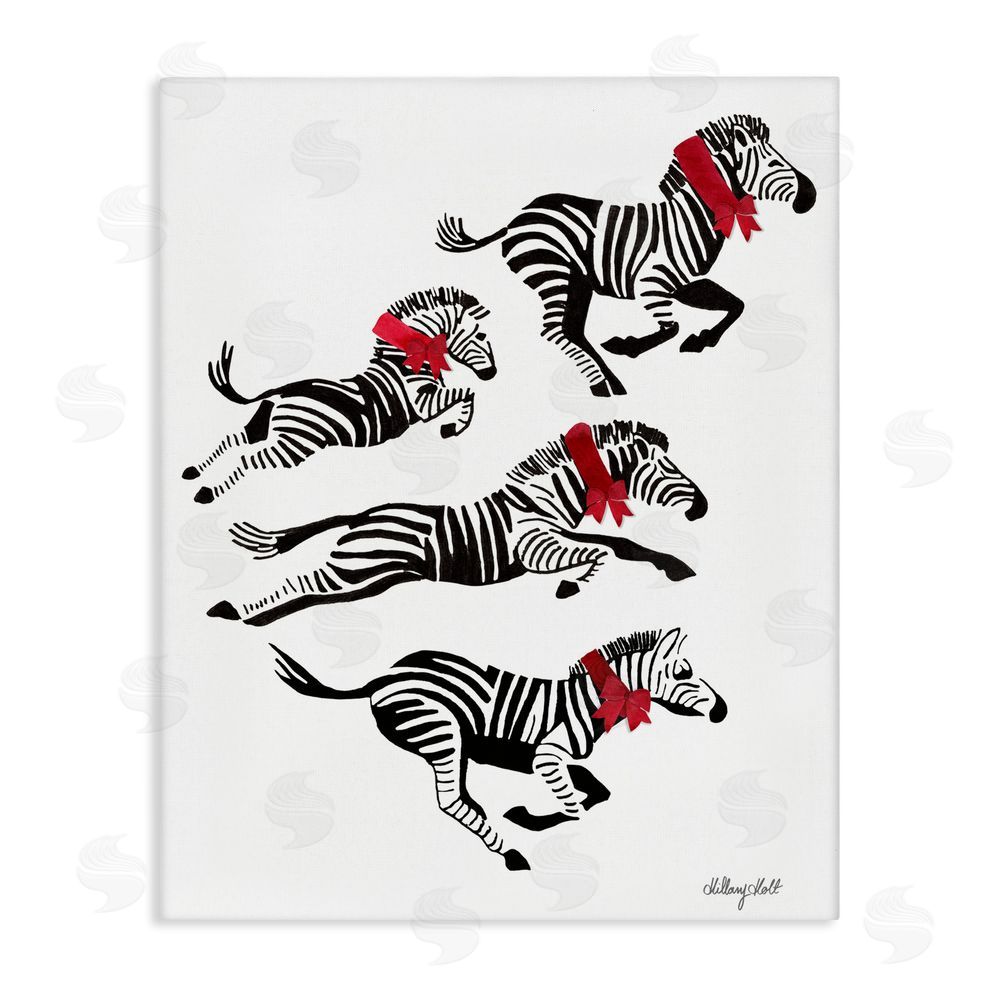 Hillary Holt Zebra Stampede with Ribbons Canvas Wall Art Print
