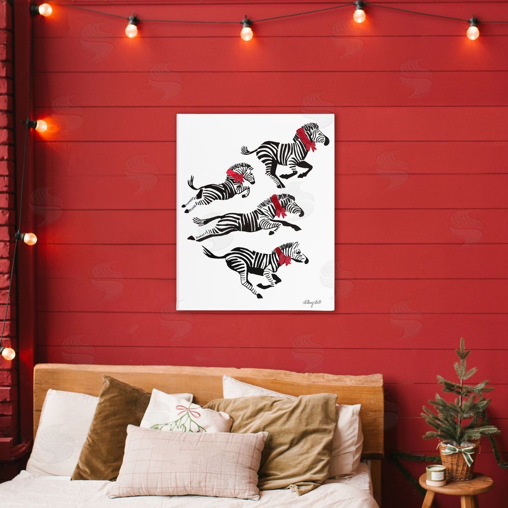 Hillary Holt Zebra Stampede with Ribbons Canvas Art on Wall