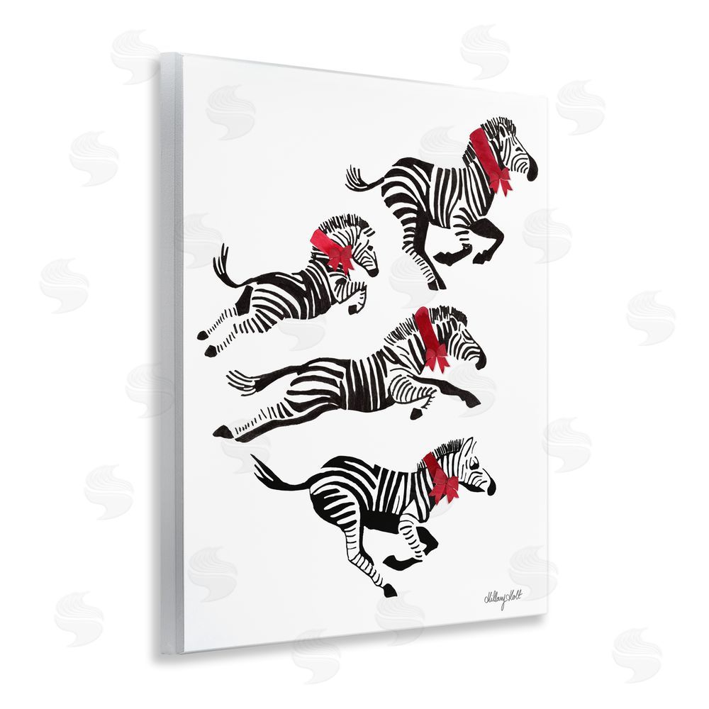 Hillary Holt Zebra Stampede with Ribbons Wall Plaque Art Print