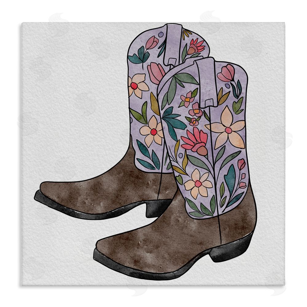 Alisha Kiara Design Wildflower Cowboy Boots Canvas Wall Art Print