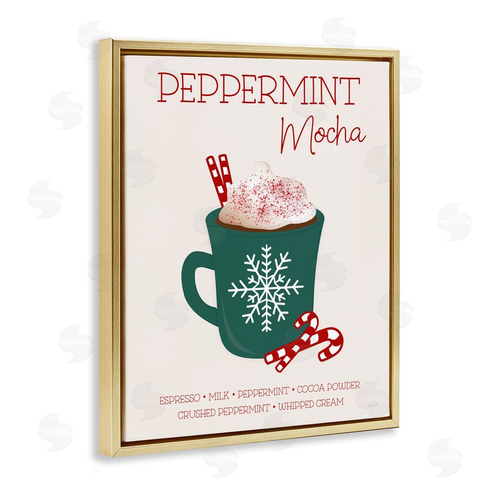 Natalie Carpentieri Peppermint Mocha Seasonal Drink Gold Floating Frame Canvas Wall Art Print