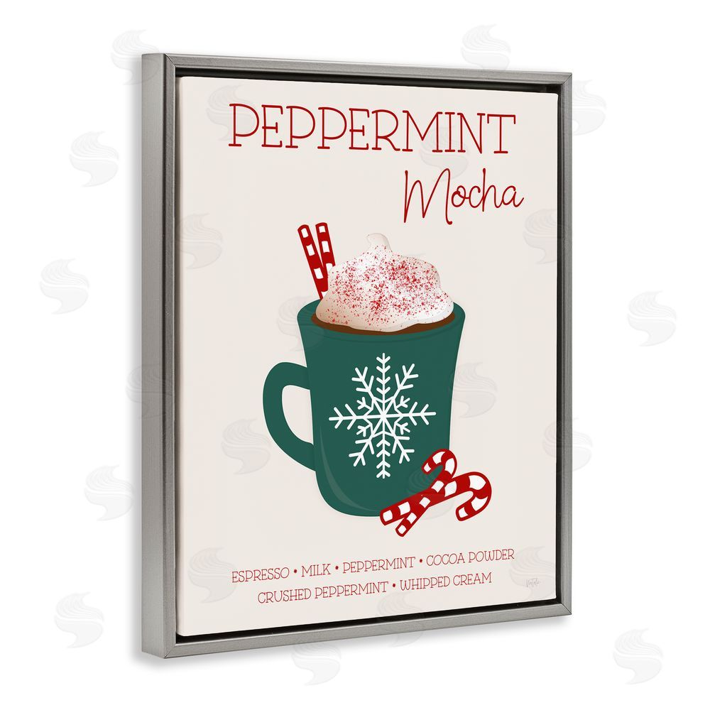Natalie Carpentieri Peppermint Mocha Seasonal Drink Gray Floating Frame Canvas Wall Art Print