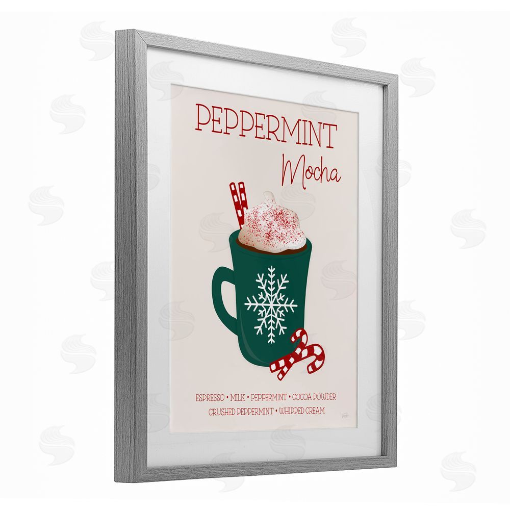 Natalie Carpentieri Peppermint Mocha Seasonal Drink Gray Framed Print Under Glass with White Mat Wall Art