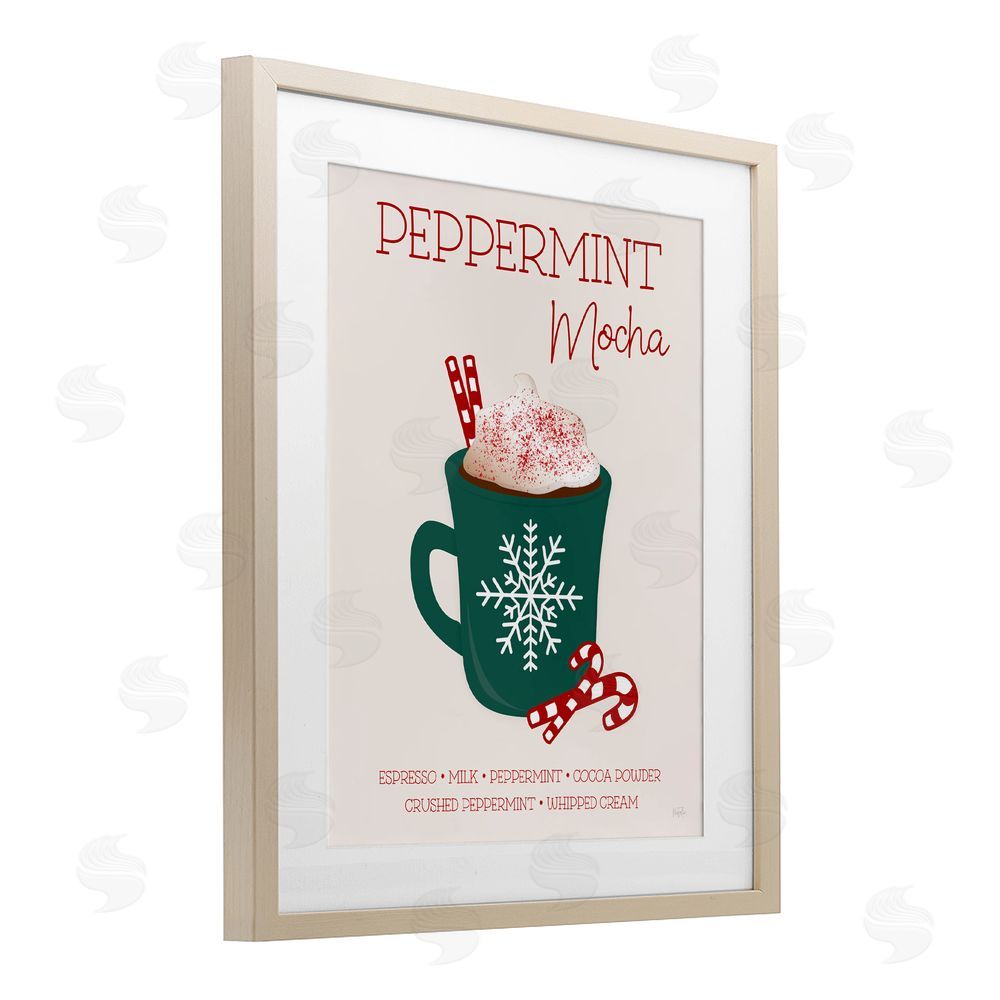 Natalie Carpentieri Peppermint Mocha Seasonal Drink Birch Framed Print Under Glass with White Mat Wall Art