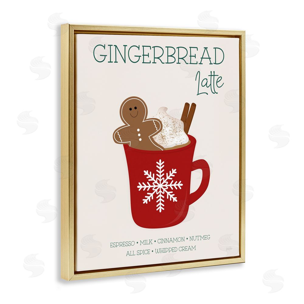 Natalie Carpentieri Gingerbread Latte Seasonal Drink Gold Floating Frame Canvas Wall Art Print