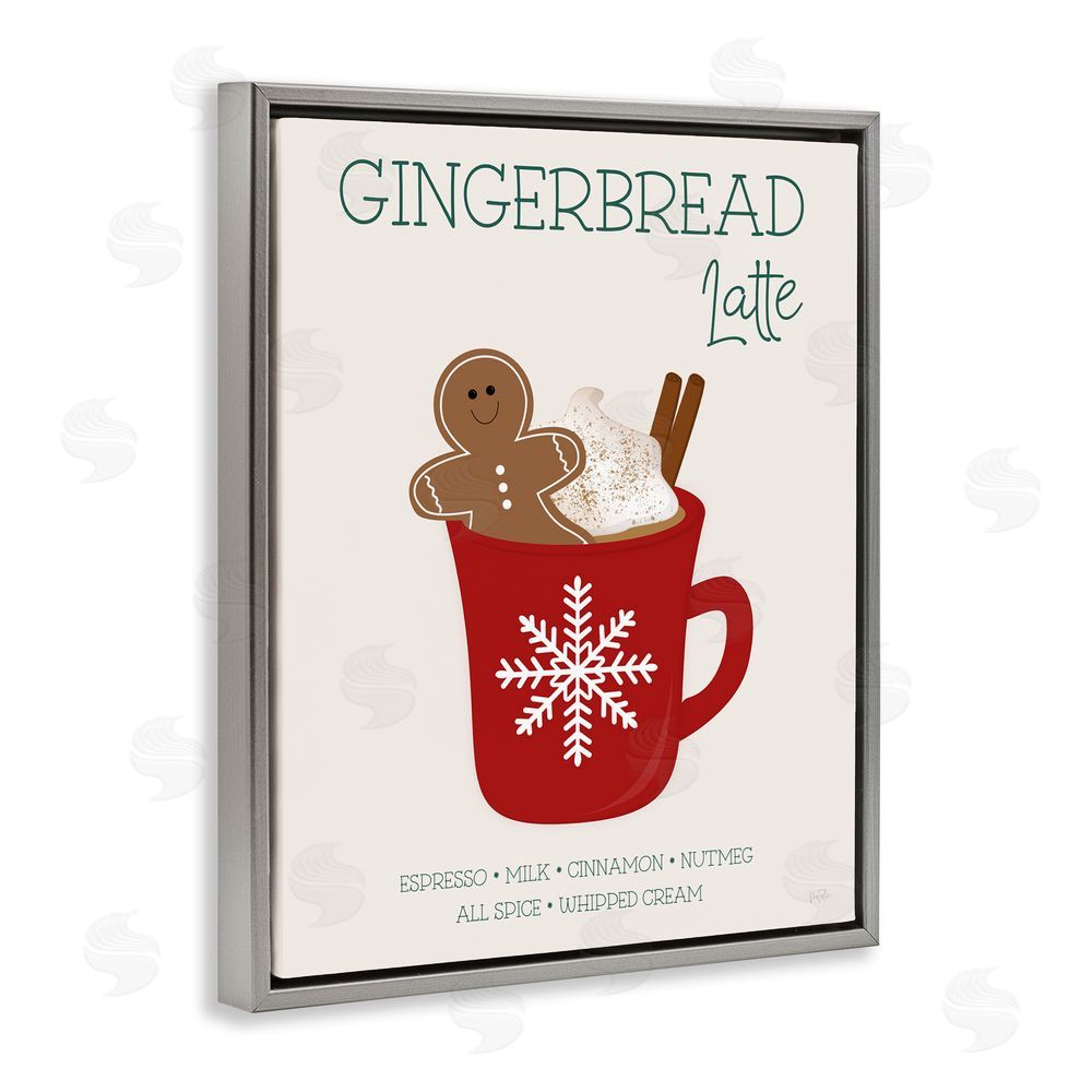Natalie Carpentieri Gingerbread Latte Seasonal Drink Gray Floating Frame Canvas Wall Art Print
