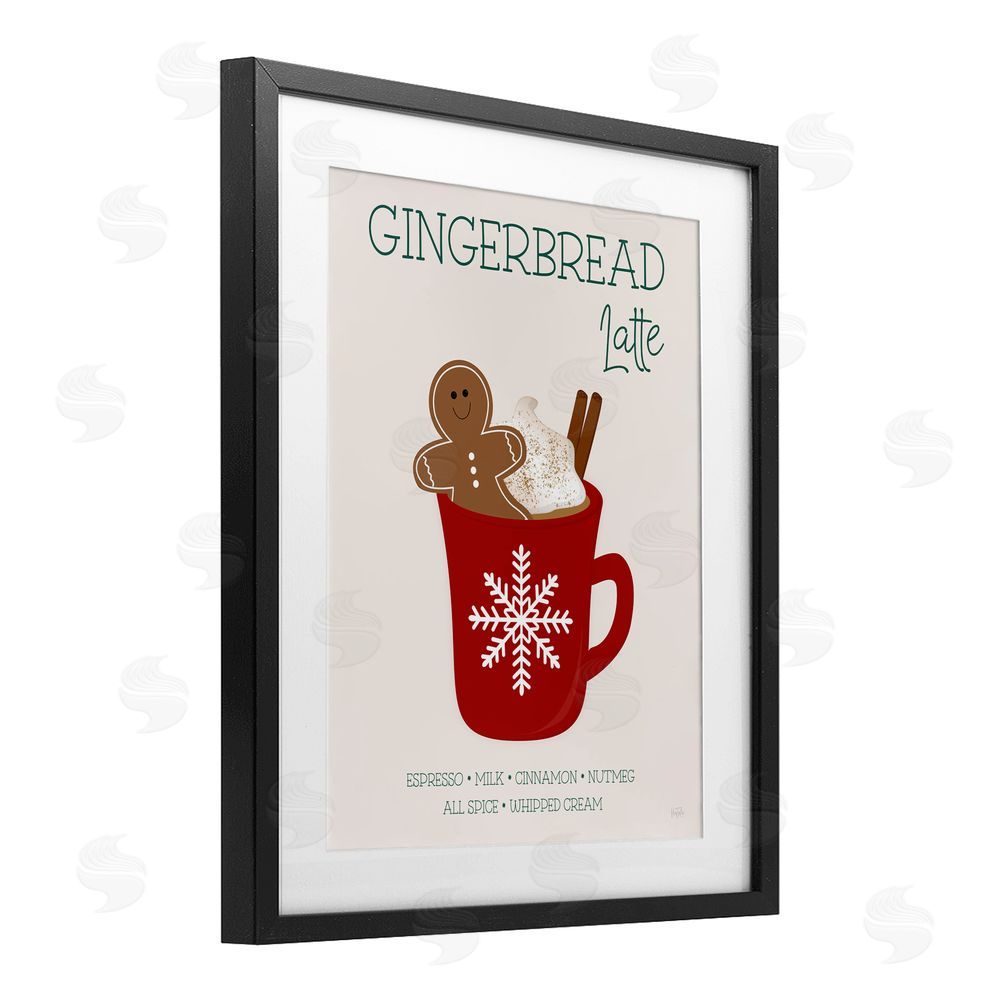 Natalie Carpentieri Gingerbread Latte Seasonal Drink Black Framed Print Under Glass with White Mat Wall Art