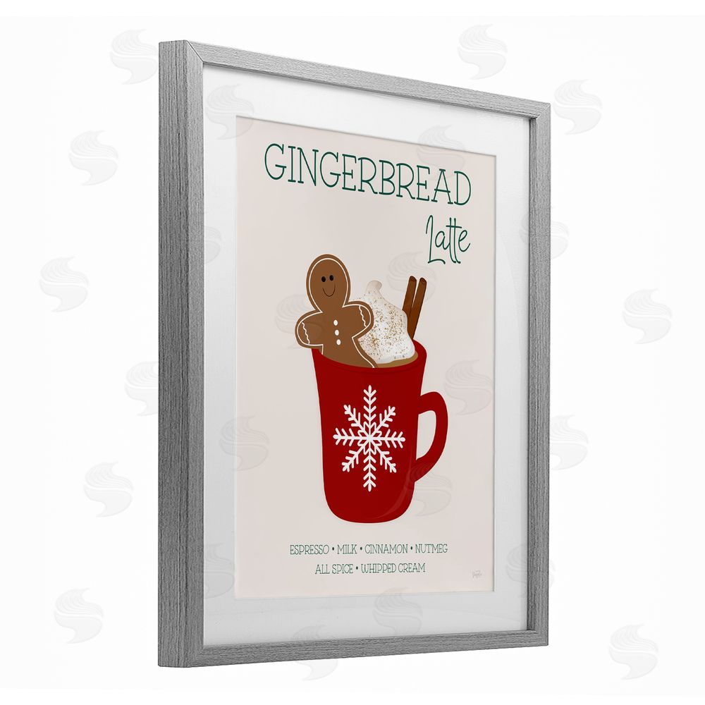 Natalie Carpentieri Gingerbread Latte Seasonal Drink Gray Framed Print Under Glass with White Mat Wall Art