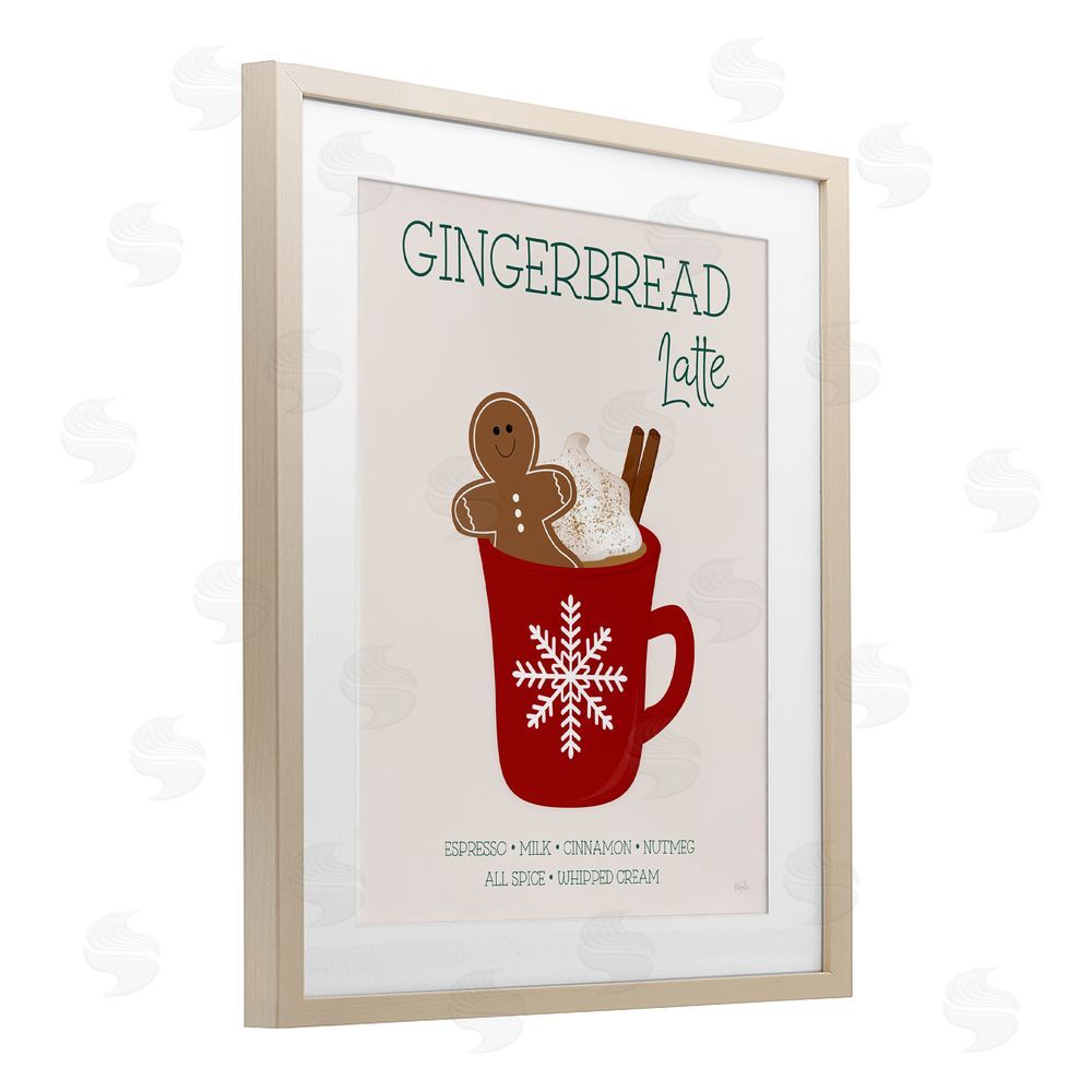 Natalie Carpentieri Gingerbread Latte Seasonal Drink Birch Framed Print Under Glass with White Mat Wall Art