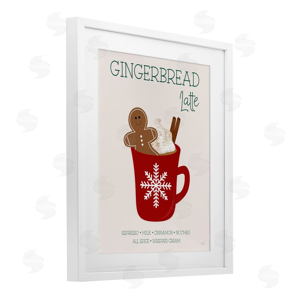 Natalie Carpentieri Gingerbread Latte Seasonal Drink White Framed Print Under Glass with Mat Wall Art