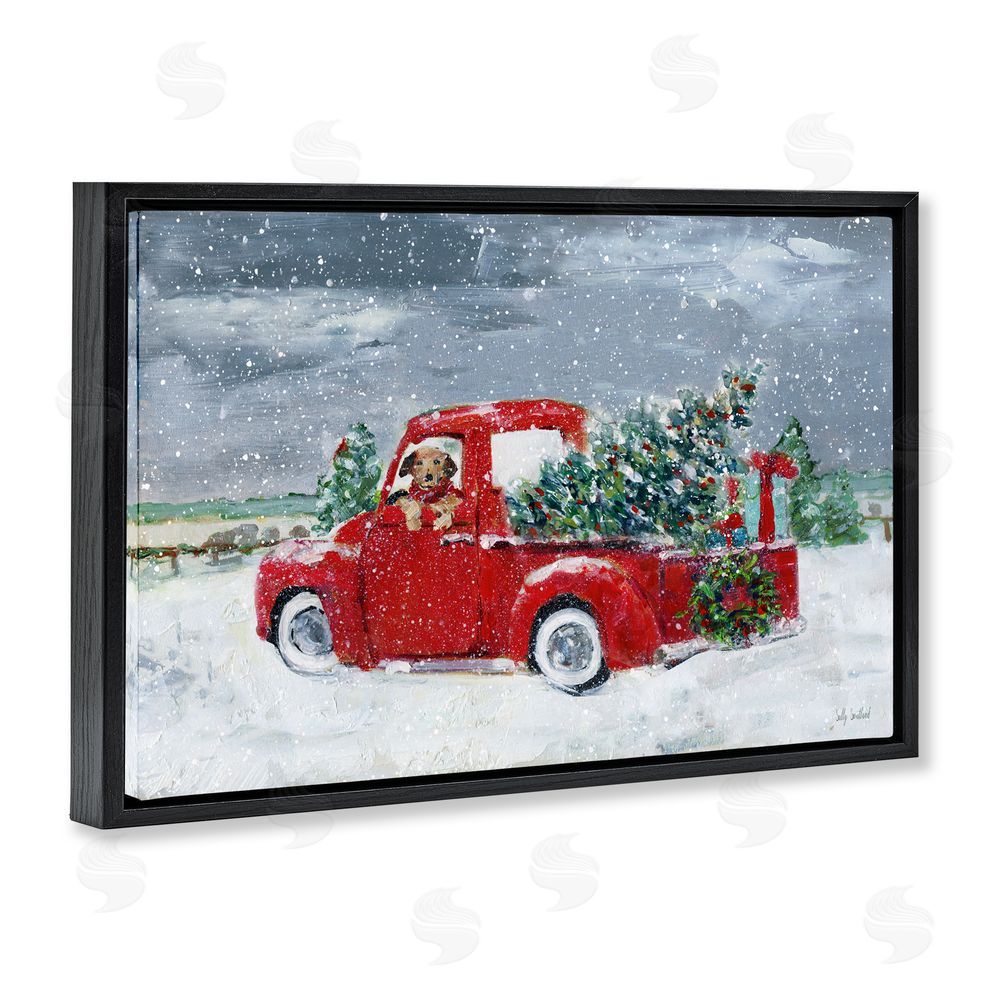 Sally Swatland K9 Christmas Time Black Floating Frame Canvas Wall Art Print