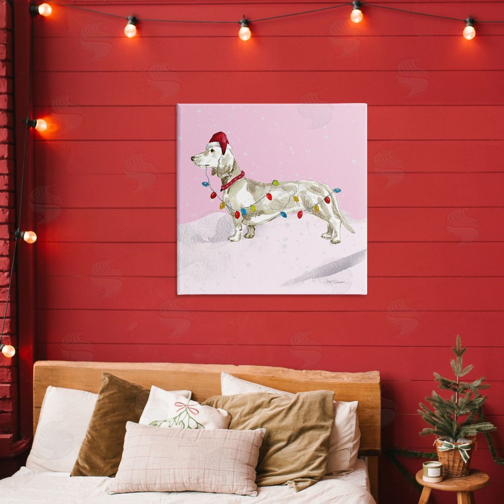 Carol Robinson Christmas Lights Dachshund Printed Wall Art in Room