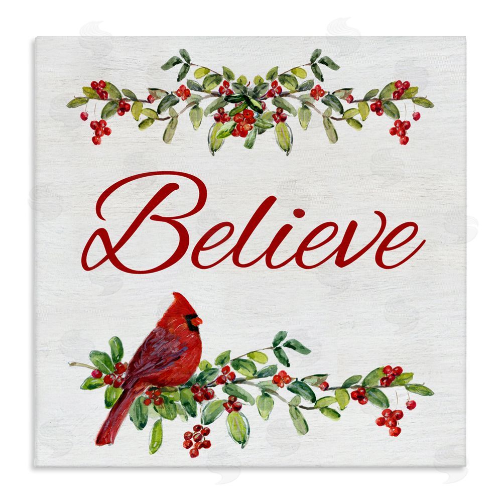 Sally Swatland Festive Believe Greenery Canvas Wall Art Print