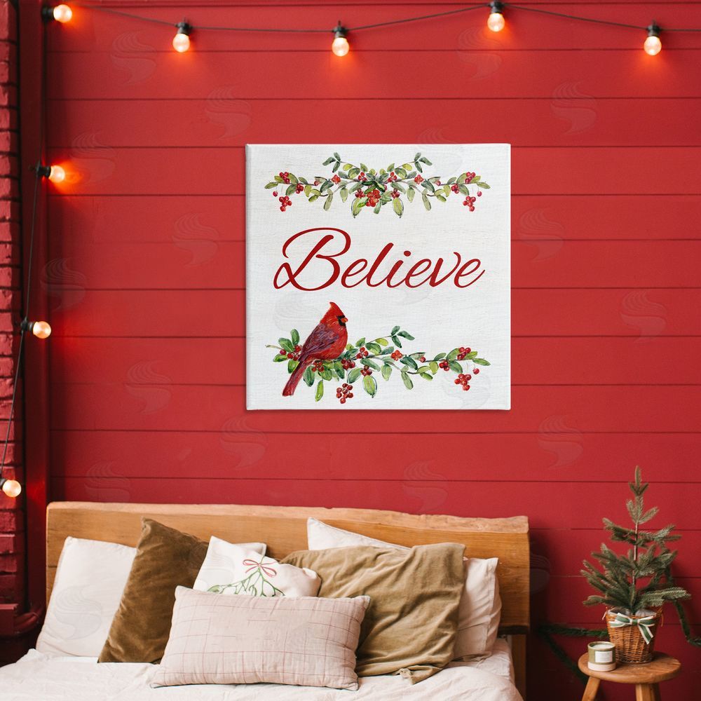 Sally Swatland Festive Believe Greenery Printed Wall Art in Room