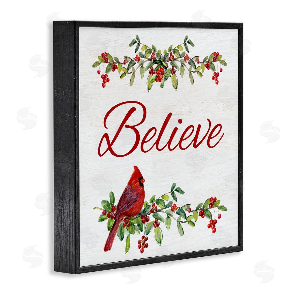 Sally Swatland Festive Believe Greenery Black Framed Giclee Art Print