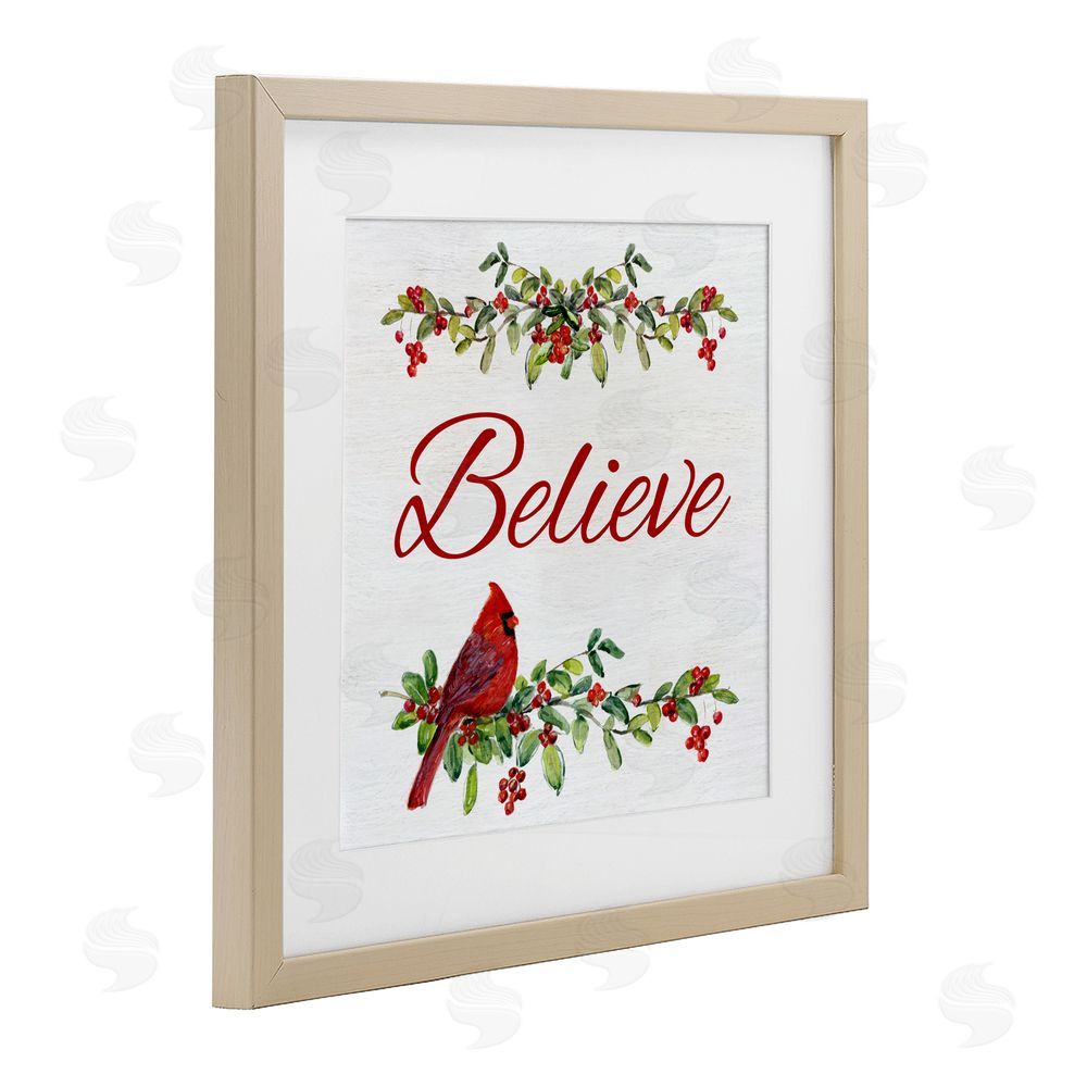 Sally Swatland Festive Believe Greenery Birch Framed Print Under Glass Art