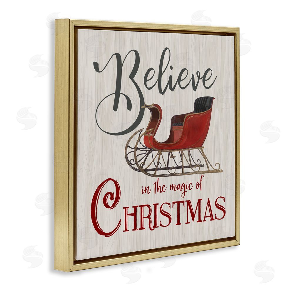 Charity Henderson Believe Magic Of Christmas Gold Floating Frame Canvas Art Print