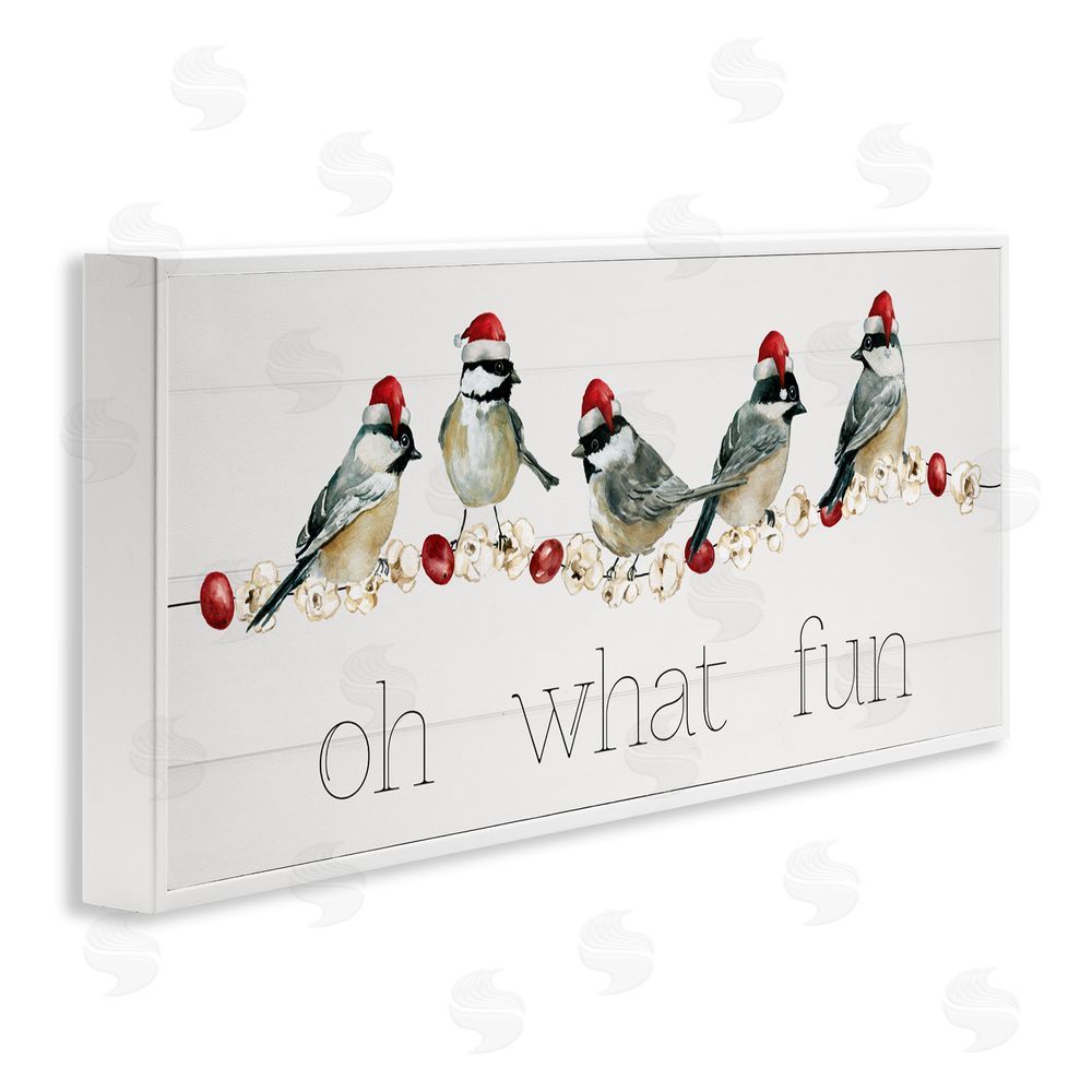 Livi Finn Oh What Fun Holiday Birds White Frame Giclee Art Print