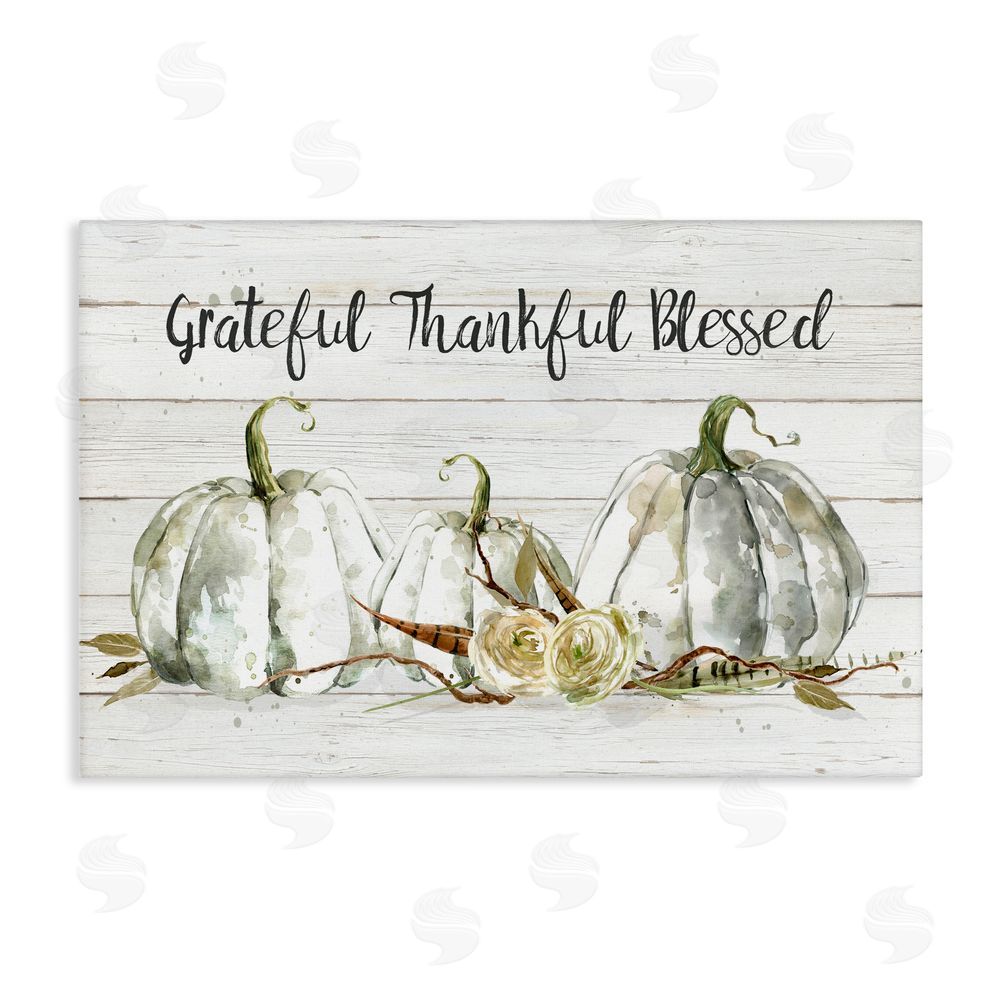 Carol Robinson Grateful Thankful Blessed Pumpkins Canvas Wall Art Print