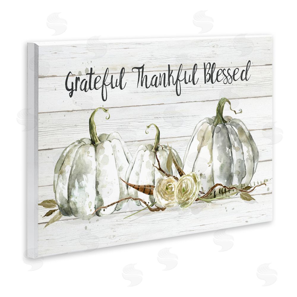 Carol Robinson Grateful Thankful Blessed Pumpkins Wall Plaque Art Print