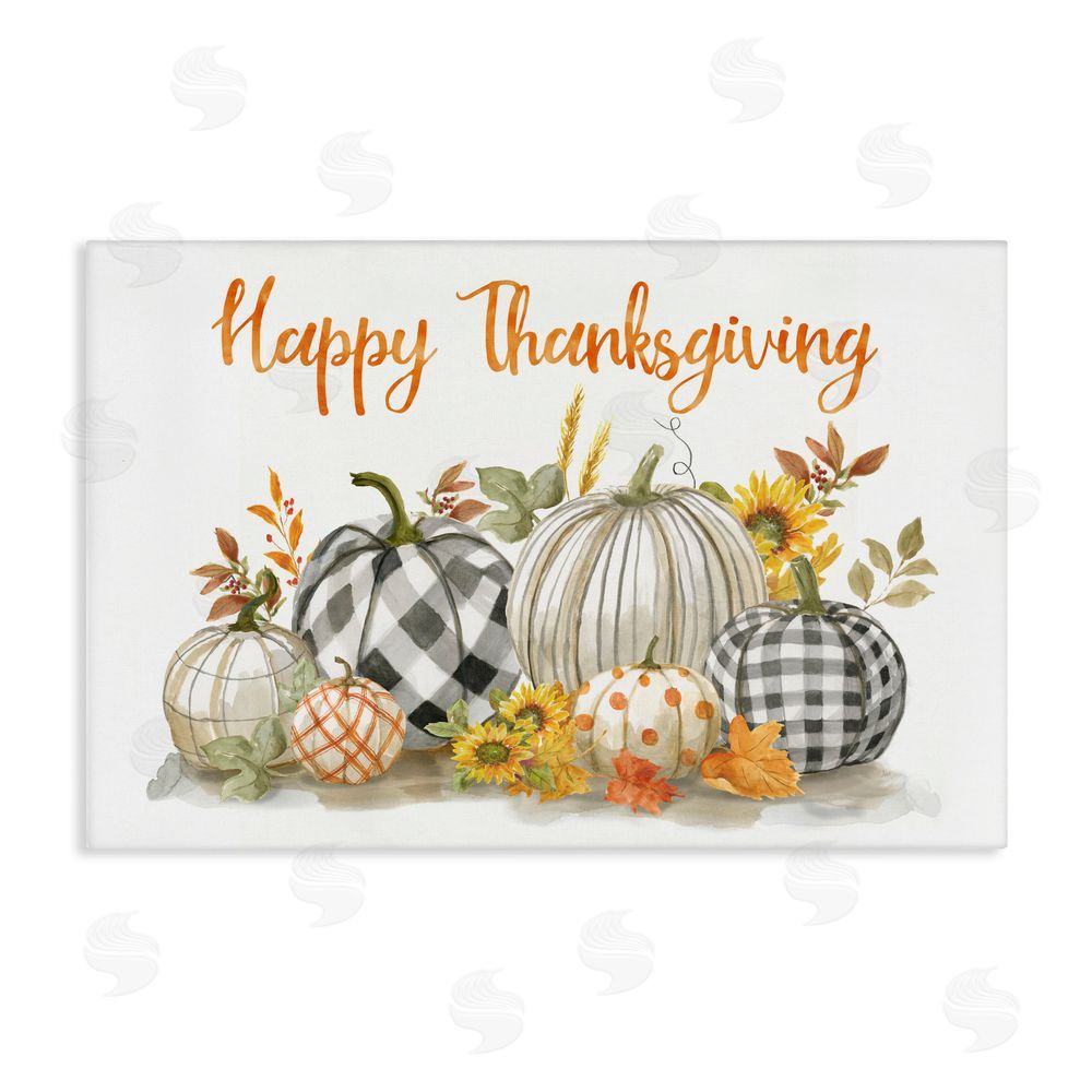 Nan Plaid & Patterned Thanksgiving Pumpkins Canvas Wall Art Print