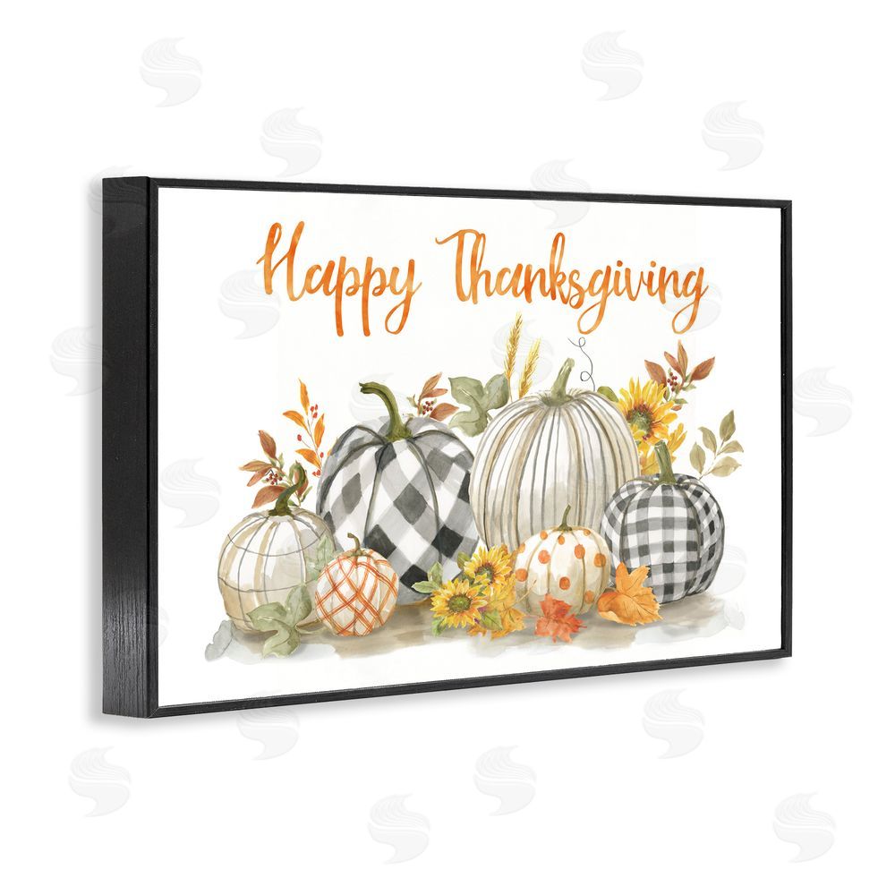 Nan Plaid & Patterned Thanksgiving Pumpkins Black Framed Giclee Art Print