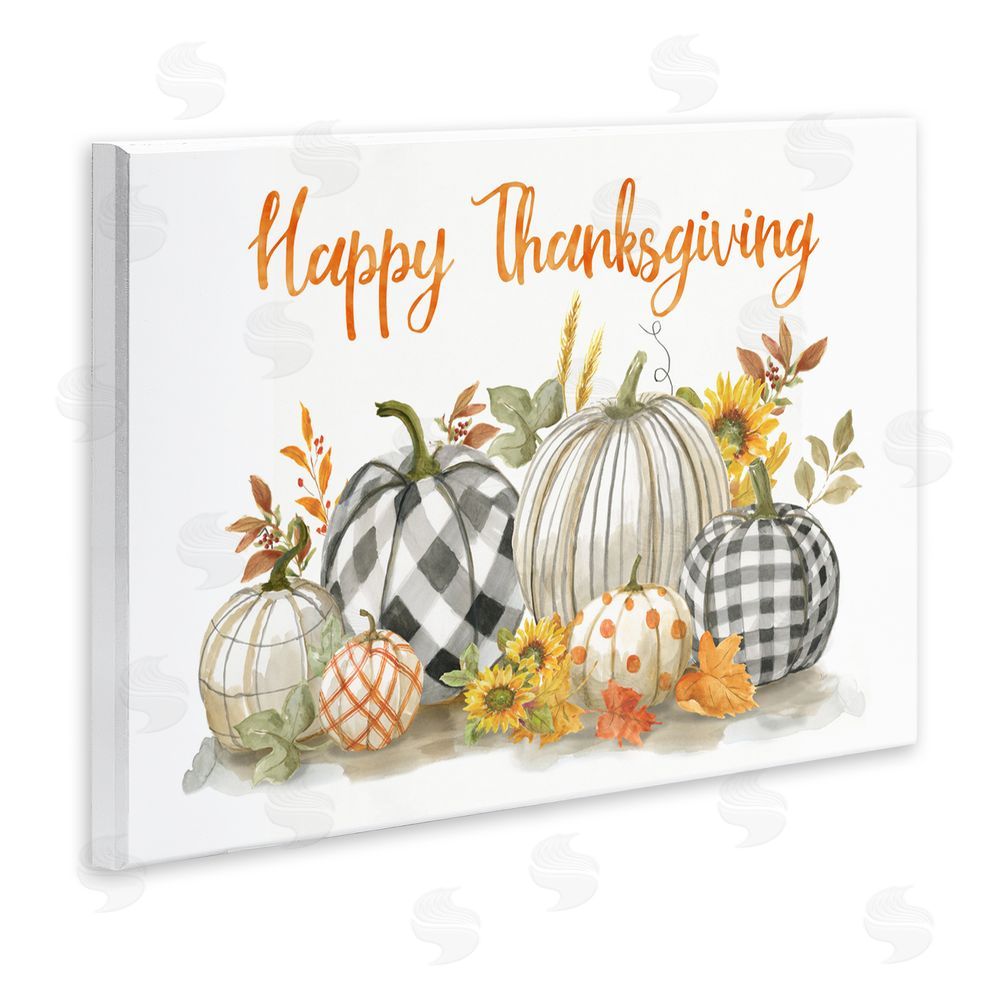 Nan Plaid & Patterned Thanksgiving Pumpkins Wall Plaque Art Print