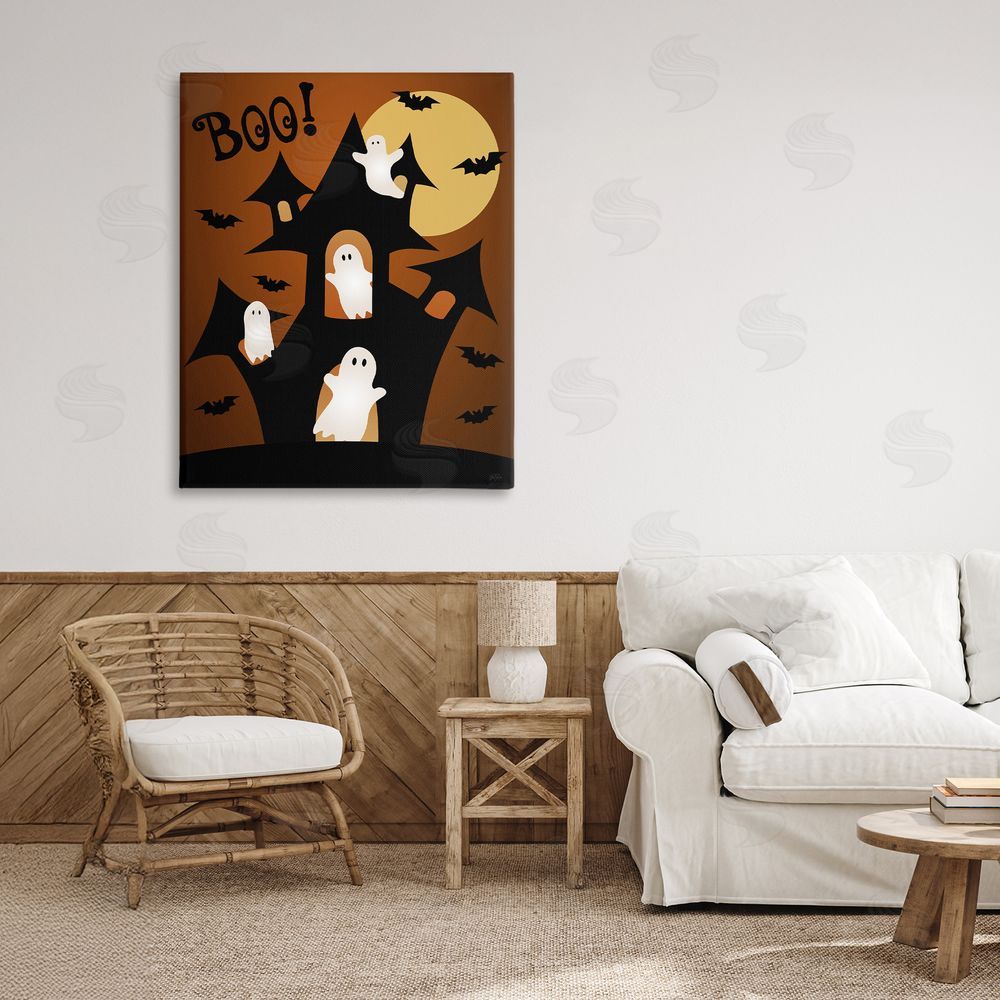 Natalie Carpentieri Ghostly Haunted House Printed Wall Art in Room