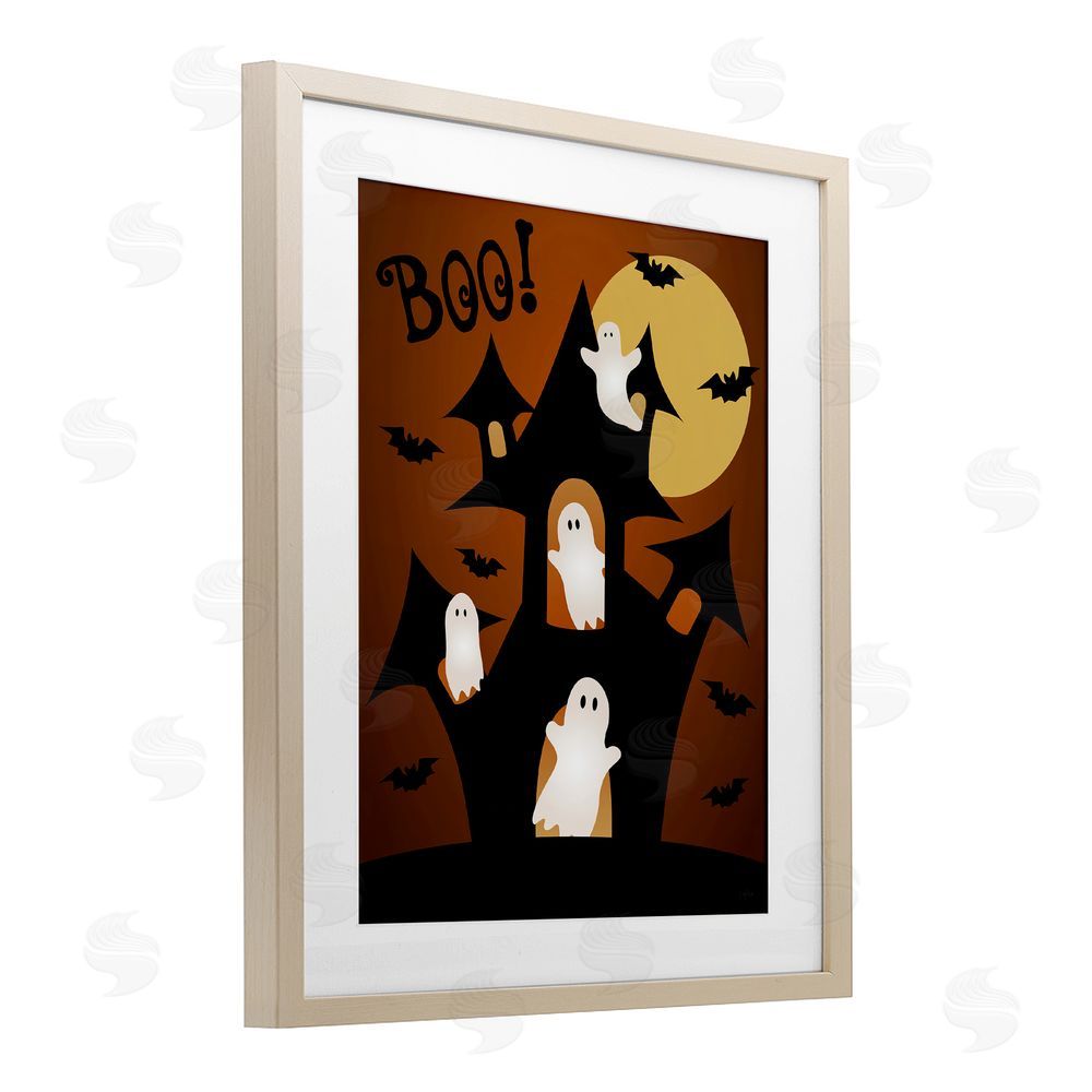 Natalie Carpentieri Ghostly Haunted House Birch Framed Print Under Glass Art