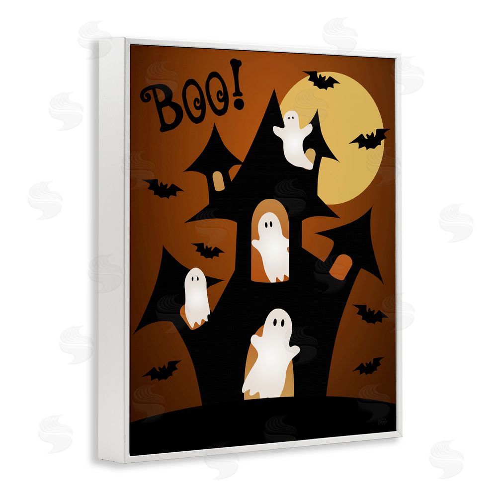 Natalie Carpentieri Ghostly Haunted House White Frame Giclee Art Print