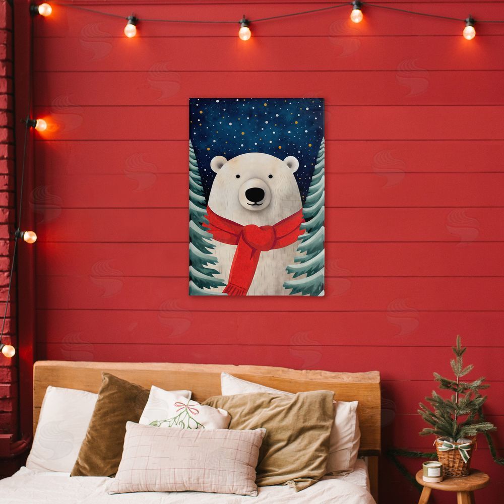 The Dutch Lady Merry Polar Bear with Scarf Canvas Art on Wall
