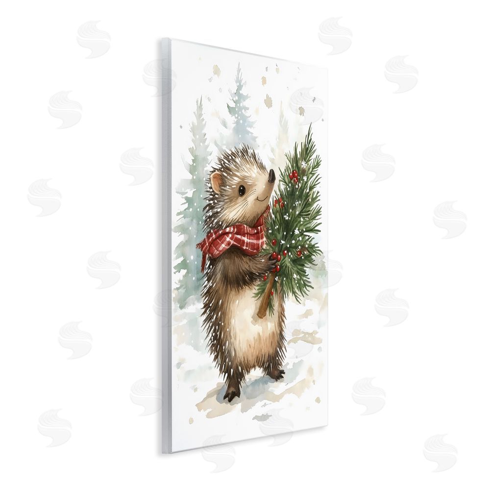 Petal Prints Design Christmas Hedgehog & Pine Wall Plaque Art Print
