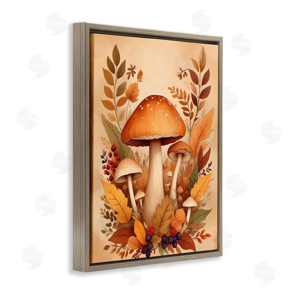 Creative Studio Autumn Mushrooms Bundle Brown Floating Frame Canvas Wall Art Print